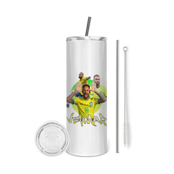 Neymar JR, Eco friendly stainless steel tumbler 600ml, with metal straw & cleaning brush
