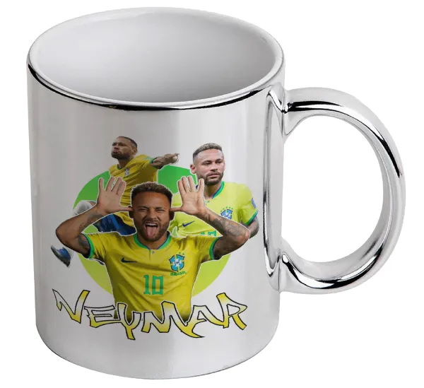 Neymar JR — Κούπα κεραμική, ασημένια καθρέπτης, 330ml