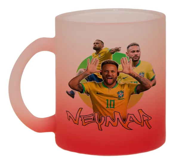 Neymar JR — Two-tone glass mug with matte red base, 330ml