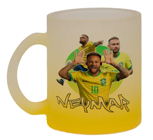 Neymar JR — Κούπα γυάλινη δίχρωμη με βάση το κίτρινο ματ, 330ml