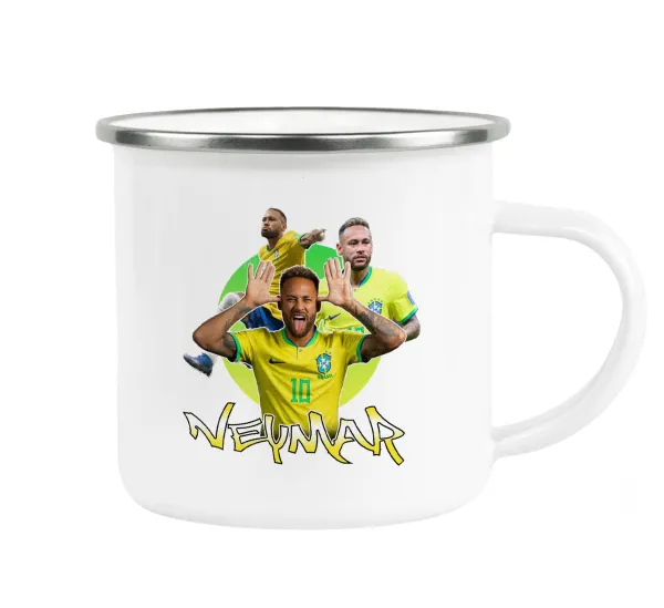 Neymar JR — Metallic enamel cup white 360ml