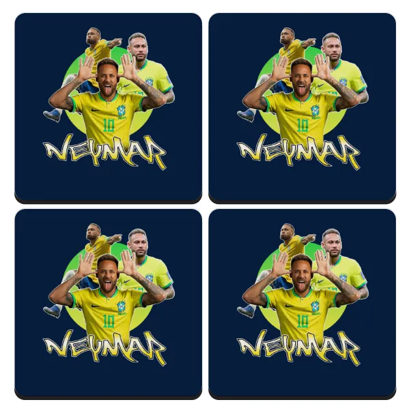Neymar JR — Σουβέρ ξύλινα τετράγωνα (9cm)