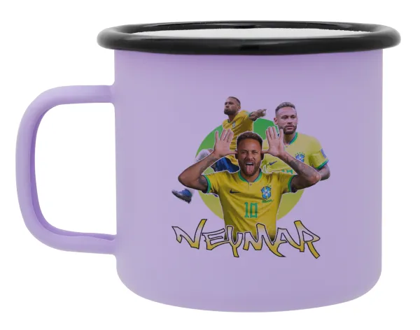 Neymar JR — Metal enamel mug, matte light pastel purple, 360ml