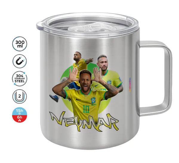 Neymar JR — Double-walled stainless steel mug 300ml with temperature-retaining lid