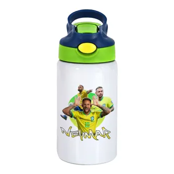 Neymar JR, Παιδικό παγούρι θερμό, ανοξείδωτο, με καλαμάκι ασφαλείας, πράσινο/μπλε (350ml)