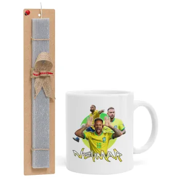 Neymar JR, Πασχαλινή Λαμπάδα με Κούπα κεραμική (330ml) & κερί αρωματικό πλακέ (30cm) (ΓΚΡΙ)