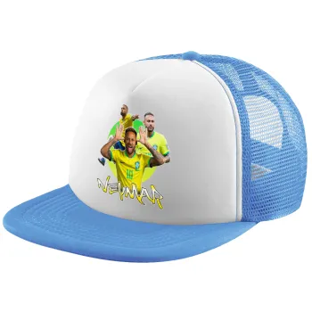 Neymar JR, Child's Soft Trucker Hat with Blue/White Mesh (POLYESTER, CHILD, ONE SIZE)