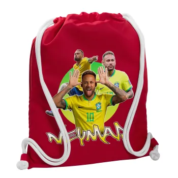 Neymar JR, Backpack pouch GYMBAG Red, with pocket (40x48cm) & thick cords