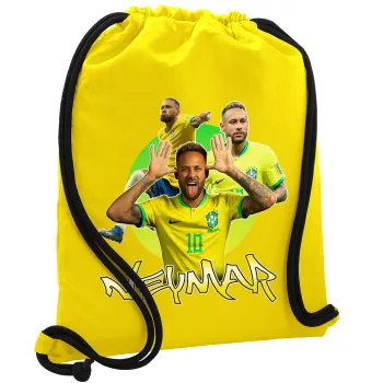 Neymar JR, Backpack pouch GYMBAG Yellow, with pocket (40x48cm) & thick cords