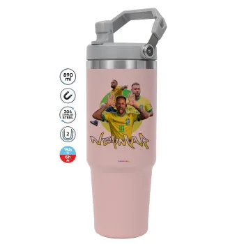 Neymar JR, Pink color, 890ml (30oz) stainless Steel Tumbler with Handle