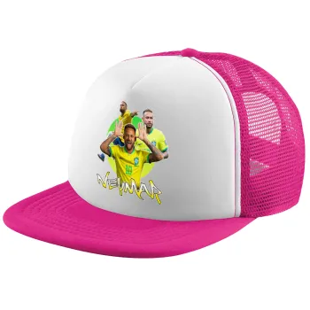 Neymar JR, Child's Soft Trucker Hat with Pink/White Mesh (POLYESTER, CHILD, ONE SIZE)