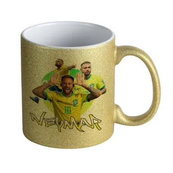 Neymar JR, Κούπα Χρυσή Glitter που γυαλίζει, κεραμική, 330ml