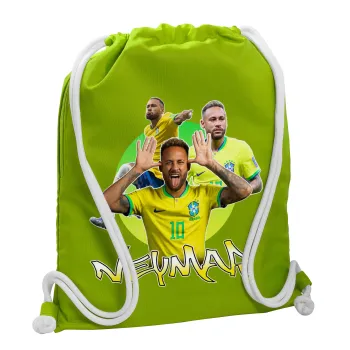 Neymar JR, Backpack bag GYMBAG LIME GREEN, with pocket (40x48cm) & thick cords