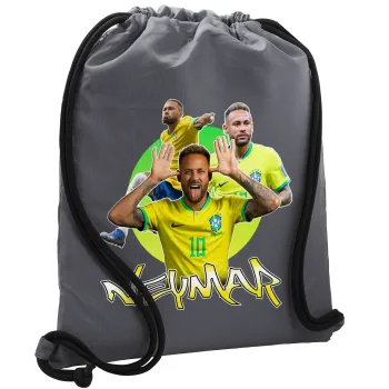 Neymar JR, Backpack pouch GYMBAG GREY, with pocket (40x48cm) & thick cords