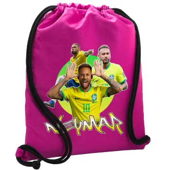 Neymar JR, Backpack pouch GYMBAG Fuchsia, with pocket (40x48cm) & thick cords