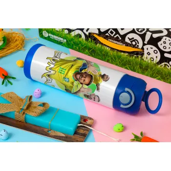 Neymar JR, Πασχαλινή Λαμπάδα με Παιδικό παγούρι θερμό, ανοξείδωτο, με καλαμάκι ασφαλείας, ΜΠΛΕ (500ml)