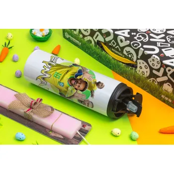 Neymar JR, Πασχαλινή Λαμπάδα με Travel Tumbler θερμό με διπλό καπάκι (600ml, BPA free) & κερί αρωματικό πλακέ (30cm) (ΡΟΖ)