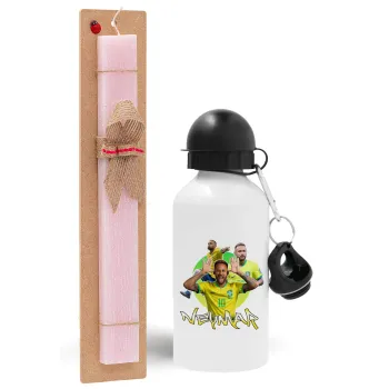 Neymar JR, Easter Set, metallic aluminum bottle (500ml) & aromatic flat Easter candle (30cm) (PINK)