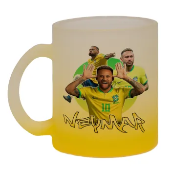 Neymar JR, Κούπα γυάλινη δίχρωμη με βάση το κίτρινο ματ, 330ml