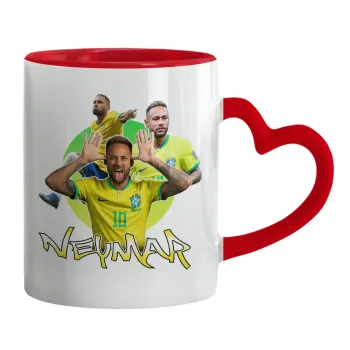Neymar JR, Mug heart red handle, ceramic, 330ml