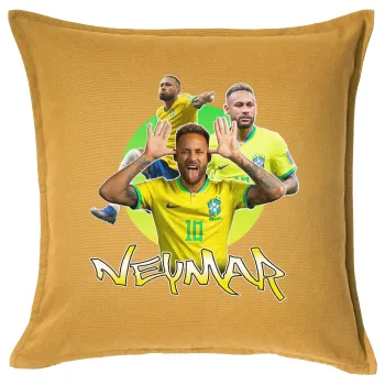 Neymar JR, Sofa cushion YELLOW 50x50cm includes filling