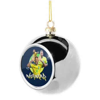 Neymar JR, Silver 8cm Christmas tree ball ornament
