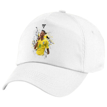 Neymar JR, 5-Panel Cap White, 100% Cotton (Twill), (UNISEX, ONE SIZE)