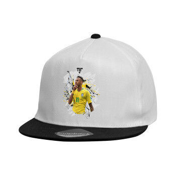 Neymar JR, Καπέλο παιδικό Flat Snapback, Λευκό (100% ΒΑΜΒΑΚΕΡΟ, ΠΑΙΔΙΚΟ, UNISEX, ONE SIZE)