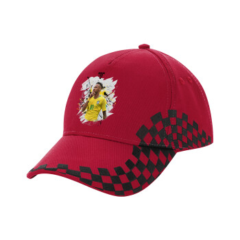 Neymar JR, Καπέλο Ενηλίκων Ultimate ΚΟΚΚΙΝΟ/ΜΑΥΡΟ RACING με Σκρατς, (100% ΒΑΜΒΑΚΕΡΟ DRILL, ΕΝΗΛΙΚΩΝ, UNISEX, ONE SIZE)