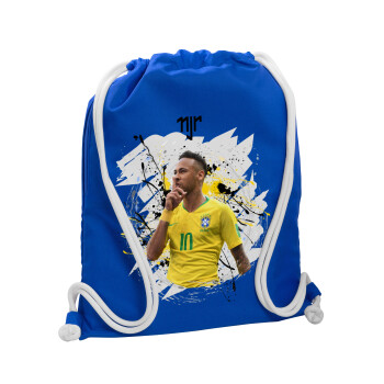 Neymar JR, Τσάντα πλάτης πουγκί GYMBAG Μπλε, με τσέπη (40x48cm) & χονδρά κορδόνια
