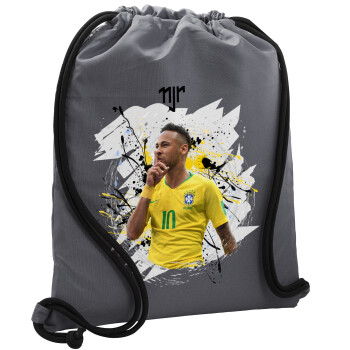 Neymar JR, Τσάντα πλάτης πουγκί GYMBAG ΓΚΡΙ, με τσέπη (40x48cm) & χονδρά κορδόνια