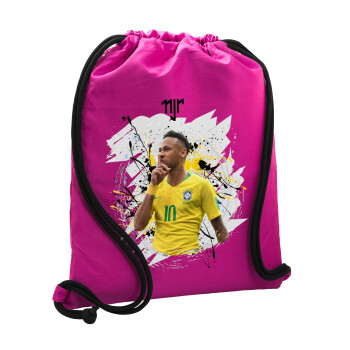 Neymar JR, Backpack pouch GYMBAG Fuchsia, with pocket (40x48cm) & thick cords