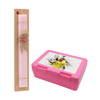Neymar JR, Easter Set, children's snack container PINK & scented flat Easter candle (30cm) (PINK)
