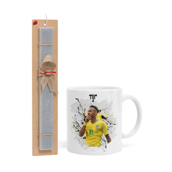 Neymar JR, Easter Set, Ceramic Cup (330ml) & Easter aromatic flat candle (30cm) (GRAY)