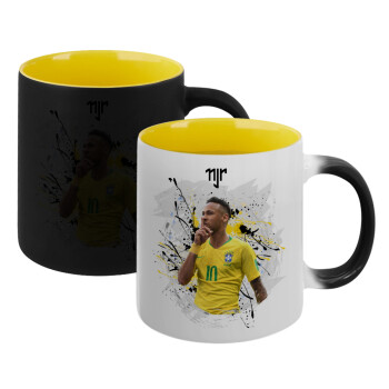 Neymar JR, Κούπα Μαγική εσωτερικό κίτρινη, κεραμική 330ml που αλλάζει χρώμα με το ζεστό ρόφημα