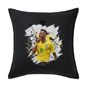 Neymar JR, Μαξιλάρι καναπέ Μαύρο 100% βαμβάκι, περιέχεται το γέμισμα (50x50cm)
