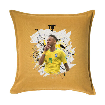 Neymar JR, Μαξιλάρι καναπέ Κίτρινο 100% βαμβάκι, περιέχεται το γέμισμα (50x50cm)