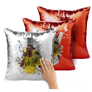 Neymar JR, Μαξιλάρι καναπέ Μαγικό Κόκκινο με πούλιες 40x40cm περιέχεται το γέμισμα
