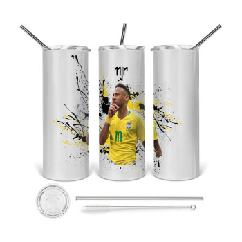 Neymar JR, Tumbler ποτήρι θερμό από ανοξείδωτο ατσάλι 600ml, με μεταλλικό καλαμάκι & βούρτσα καθαρισμού