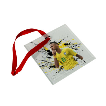 Neymar JR, Χριστουγεννιάτικο στολίδι γυάλινο τετράγωνο 9x9cm