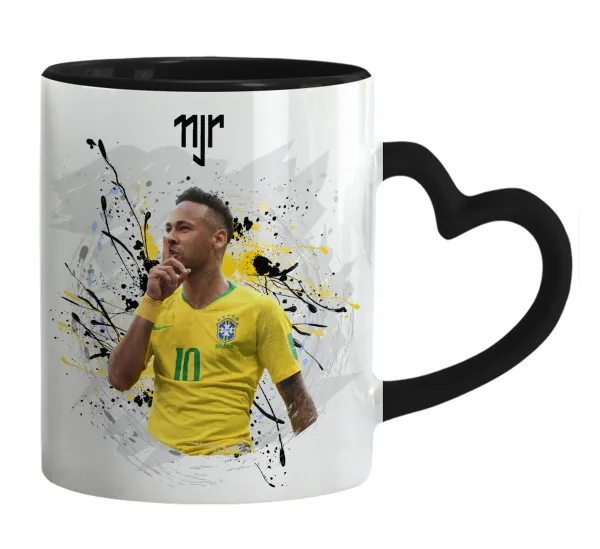 Neymar JR — Mug heart black handle, ceramic, 330ml