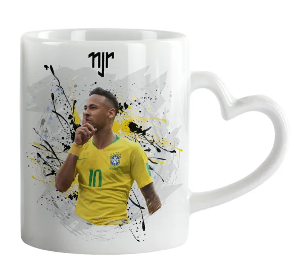 Neymar JR — Κούπα καρδιά χερούλι λευκή, κεραμική, 330ml