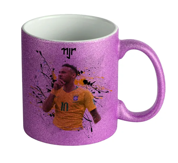 Neymar JR — Κούπα Μωβ Glitter που γυαλίζει, κεραμική, 330ml