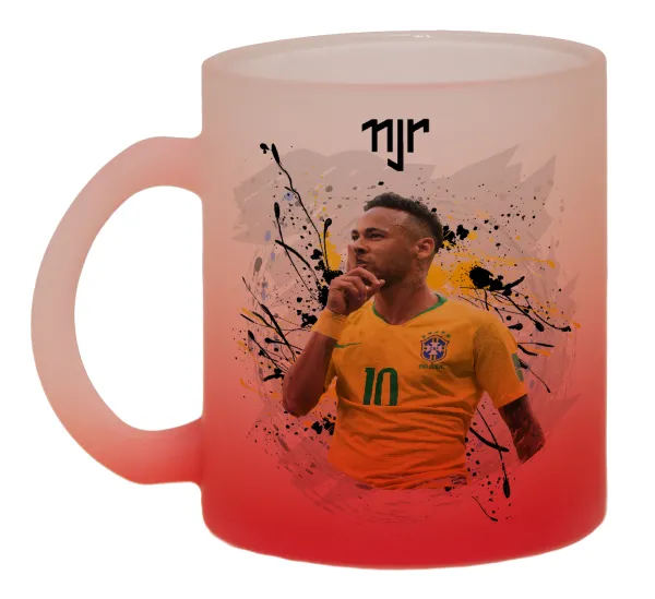 Neymar JR — Two-tone glass mug with matte red base, 330ml