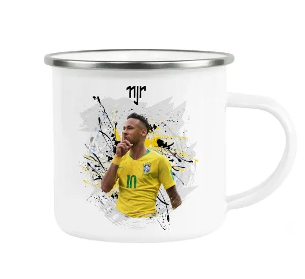 Neymar JR — Metallic enamel cup white 360ml