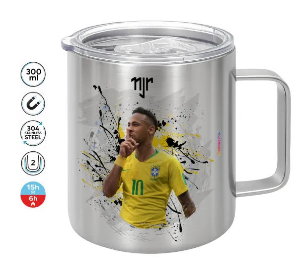 Neymar JR — Double-walled stainless steel mug 300ml with temperature-retaining lid