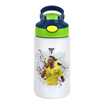 Neymar JR, Παιδικό παγούρι θερμό, ανοξείδωτο, με καλαμάκι ασφαλείας, πράσινο/μπλε (350ml)