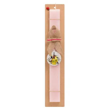 Neymar JR, Πασχαλινή Λαμπάδα με ξύλινο μπρελόκ & κερί αρωματικό πλακέ (30cm) (ΡΟΖ)