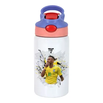 Neymar JR, Παιδικό παγούρι θερμό, ανοξείδωτο, με καλαμάκι ασφαλείας, ροζ/μωβ (350ml)