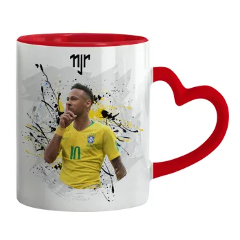 Neymar JR, Mug heart red handle, ceramic, 330ml